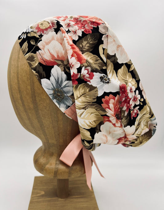 Peony Surgical Scrub Cap with button option